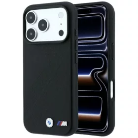    iPhone 18 Pro / 17 Pro fekete BMW M gumiabroncsnyom-mintás, fém logós MagSafe fliptok