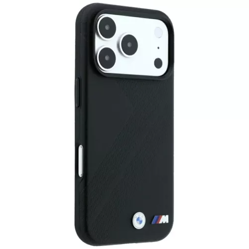  iPhone 18 Pro / 17 Pro fekete BMW M gumiabroncsnyom-mintás, fém log-3666339667405 4 kép