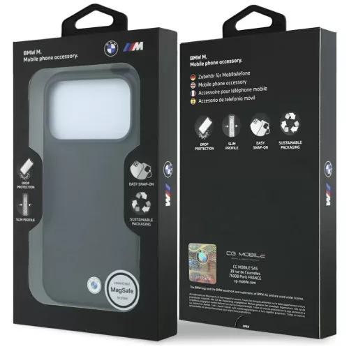  iPhone 18 Pro / 17 Pro fekete BMW M gumiabroncsnyom-mintás, fém log-3666339667405 8 kép