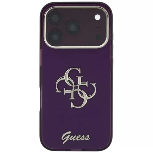  iPhone 18 Pro / 17 Pro burgundi Guess IML 4G Script Metal tok-3666339655785 3 kép