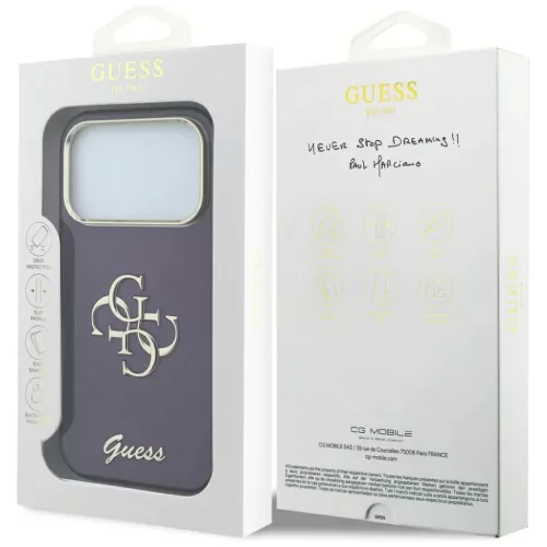  iPhone 18 Pro / 17 Pro burgundi Guess IML 4G Script Metal tok-3666339655785 8 kép