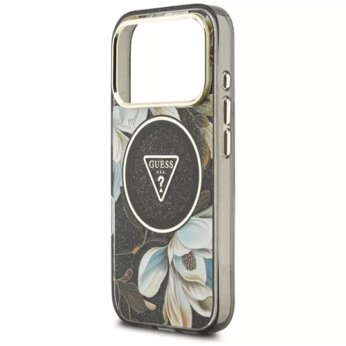  iPhone 18 Pro / 17 Pro fekete Guess IML Glitter Flowers Triangle MagS-3666339681289 6 kép