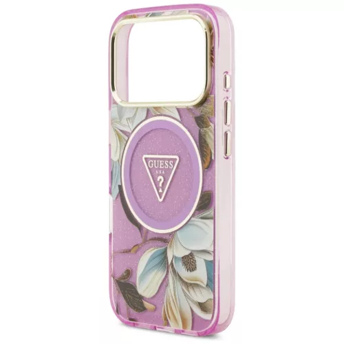  iPhone 18 Pro / 17 Pro lila Guess IML Glitter Flowers Triangle MagSaf-3666339681326 6 kép