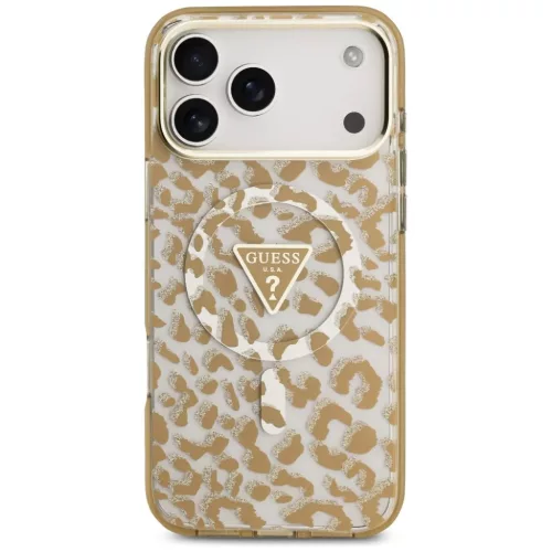  iPhone 18 Pro / iPhone 17 Pro barna Guess IML Leopard Glitter Triangl-3666339655341 3 kép