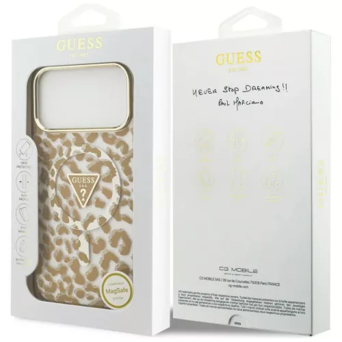  iPhone 18 Pro / iPhone 17 Pro barna Guess IML Leopard Glitter Triangl-3666339655341 8 kép