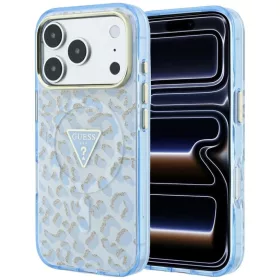  iPhone 18 Pro / 17 Pro kék Guess IML Leopard Glitter Triangle Logo M-3666339655389 1 kép