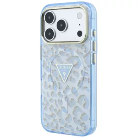  iPhone 18 Pro / 17 Pro kék Guess IML Leopard Glitter Triangle Logo M-3666339655389 2 kép