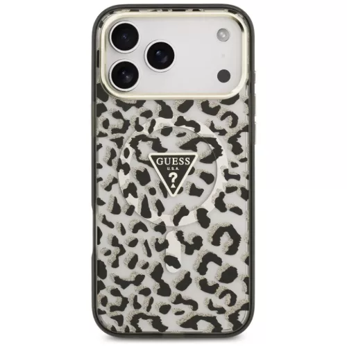  iPhone 18 Pro Max / 17 Pro Max fekete Guess IML Leopard Glitter Trian-3666339655310 3 kép