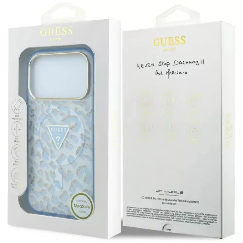  iPhone 18 Pro Max / 17 Pro Max készülékhez kék Guess IML Leopard -3666339655396 8 kép