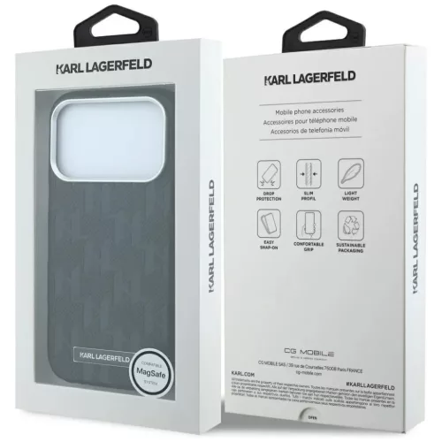  iPhone 18 Pro Max / 17 Pro Max fekete Karl Lagerfeld szemcsés monogr-3666339658250 8 kép