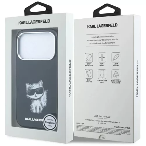  iPhone 18 Pro / 17 Pro fekete Karl Lagerfeld Choupette Body Sketch Pr-3666339661328 8 kép