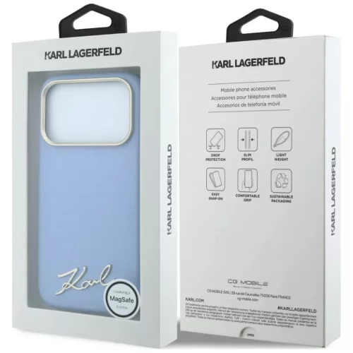 iPhone 18 Pro / 17 Pro világoskék Karl Lagerfeld Saffiano Small Scr-3666339658960 8 kép