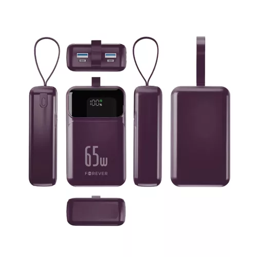 Forever Vibe-TB65 PD QC 65 W 20 000 mAh külső akkumulátor, bordó p-5908067010367 2 kép