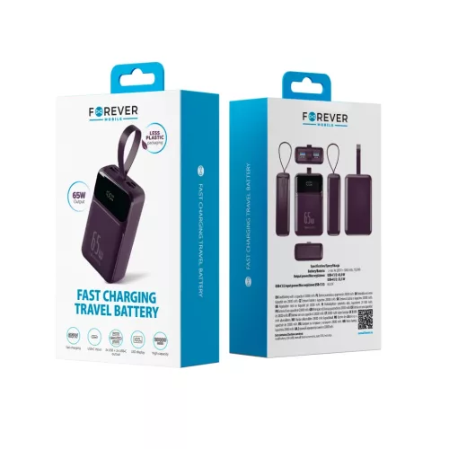 Forever Vibe-TB65 PD QC 65 W 20 000 mAh külső akkumulátor, bordó p-5908067010367 4 kép