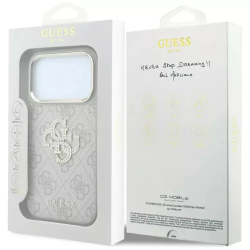  iPhone 18 Pro / iPhone 17 Pro rózsaszín Guess 4G & Big Strass Logo -3666339653101 8 kép
