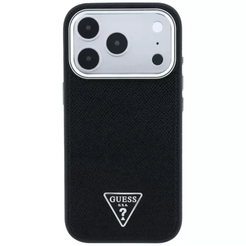  iPhone 18 Pro / 17 Pro fekete Guess Grained Triangle Logo MagSafe tok-3666339654740 3 kép