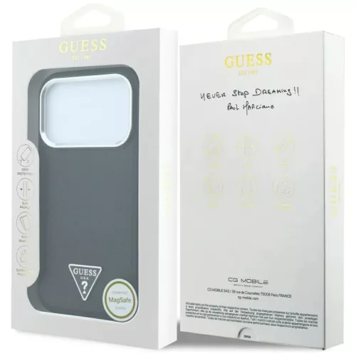  iPhone 18 Pro / 17 Pro fekete Guess Grained Triangle Logo MagSafe tok-3666339654740 8 kép