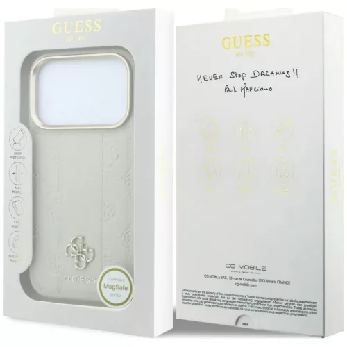  iPhone 18 Pro / 17 Pro bézs Guess Peony 4G Small Logo MagSafe tok-3666339654221 8 kép