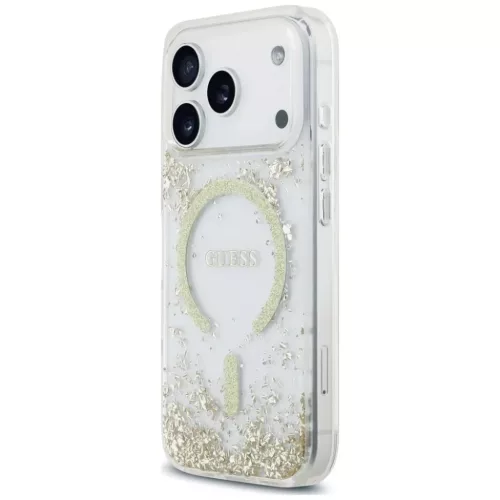  iPhone 18 Pro / iPhone 17 Pro arany Guess Resin Bottom Glitter MagSaf-3666339673574 2 kép