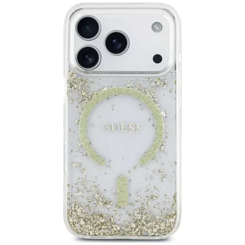  iPhone 18 Pro / iPhone 17 Pro arany Guess Resin Bottom Glitter MagSaf-3666339673574 3 kép