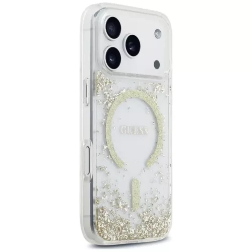  iPhone 18 Pro / iPhone 17 Pro arany Guess Resin Bottom Glitter MagSaf-3666339673574 4 kép