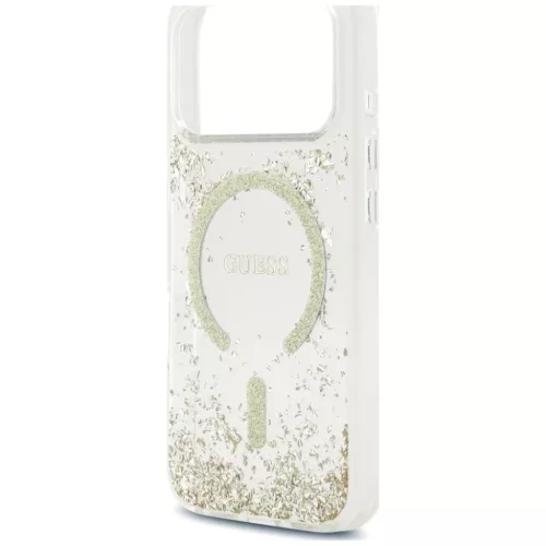  iPhone 18 Pro / iPhone 17 Pro arany Guess Resin Bottom Glitter MagSaf-3666339673574 6 kép