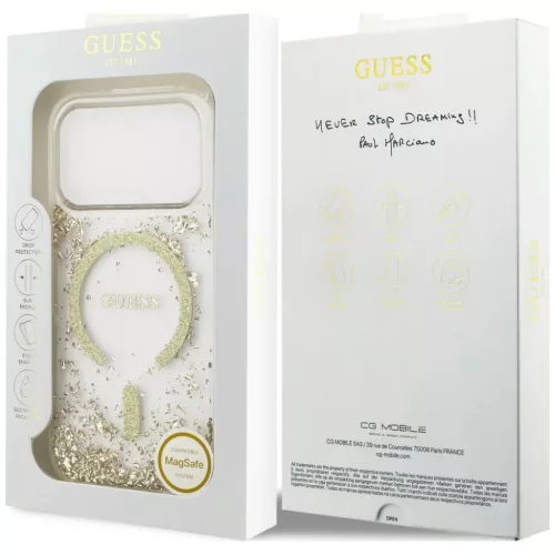  iPhone 18 Pro / iPhone 17 Pro arany Guess Resin Bottom Glitter MagSaf-3666339673574 8 kép