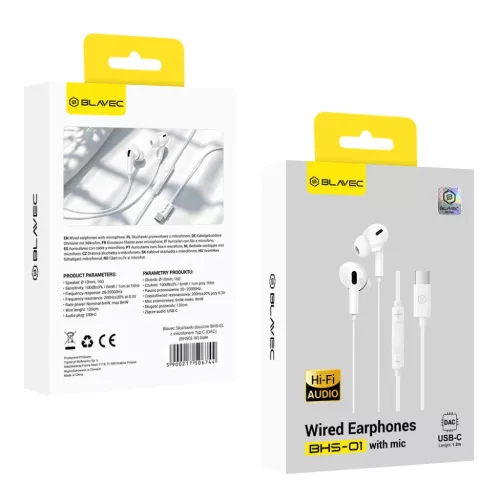Blavec BHS-01 USB-C vezetékes fülhallgató DAC-kal és mikrofonnal, -5900217506744 4 kép