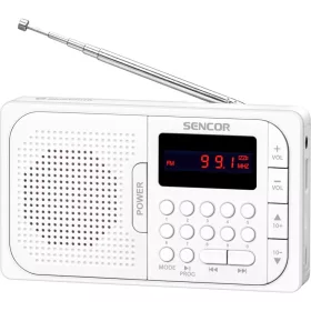   Sencor SRD 216 WH hordozható FM PLL rádió Bluetooth, USB és microSD lejátszással, fehér