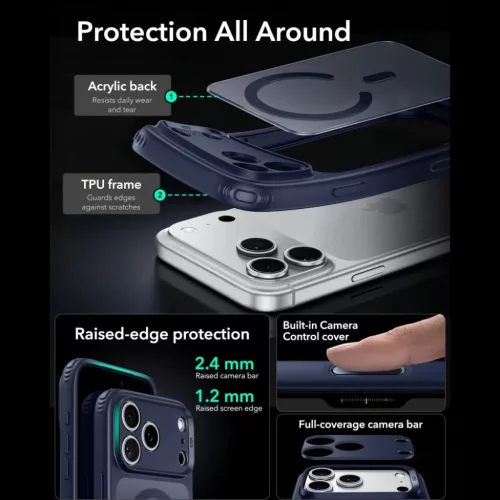 Apple iPhone 17 Pro Max / 18 Pro Max matt kék ESR Classic Hybrid MagS-4894240303276 4 kép