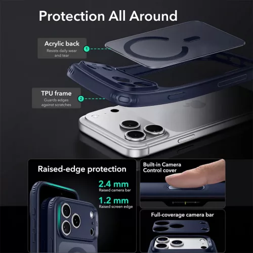 iPhone 18 Pro / iPhone 17 Pro matt kék ESR Classic Hybrid HaloLock to-4894240303115 5 kép