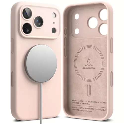  iPhone 18 Pro homokrózsaszín Ringke Silicone Magnetic MagSafe szili-8800380463080 2 kép