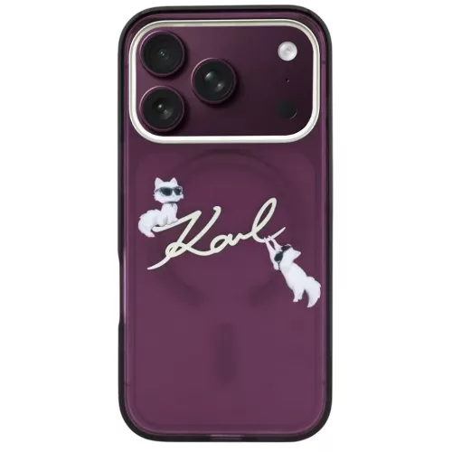 iPhone 18 Pro Bordó Karl Lagerfeld IML Choupette és Karl Script Logo-3666339661601 3 kép