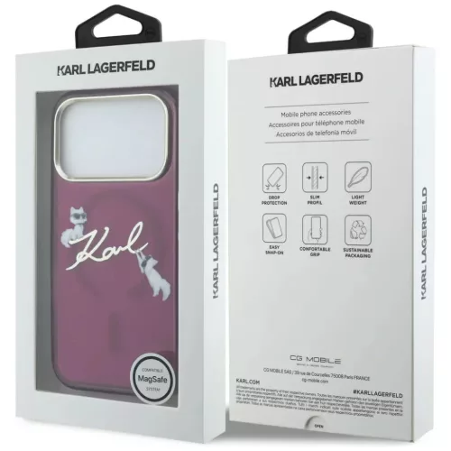 iPhone 18 Pro Bordó Karl Lagerfeld IML Choupette és Karl Script Logo-3666339661601 6 kép