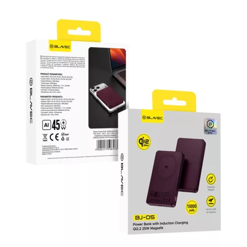 Blavec BJ-05 10000 mAh mágneses külső akkumulátor, lila-5900217508533 4 kép