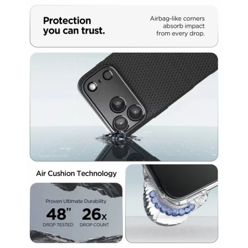 Apple iPhone 17 Pro Max / 18 Pro Max matt fekete Spigen Liquid Air tok-8800337252378 9 kép