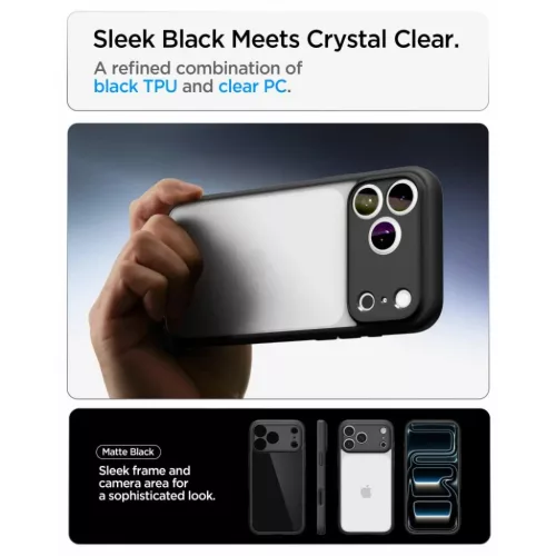 iPhone 17 Pro Max / 18 Pro Max matt fekete Spigen Ultra Hybrid tok-8800337252439 6 kép