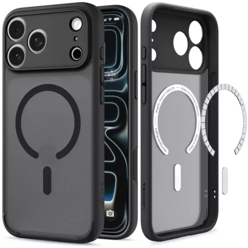 Apple iPhone 17 Pro Max / 18 Pro Max fagyos fekete Spigen Ultra Hybrid-8800337252491 2 kép