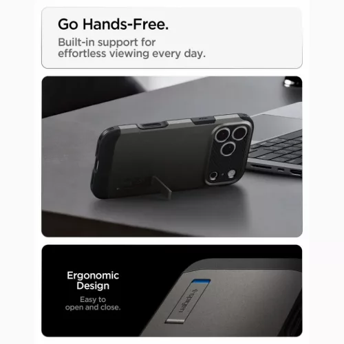 iPhone 17 Pro Max / 18 Pro Max fegyverszürke Spigen Tough Armor T Mag-8800337252637 9 kép