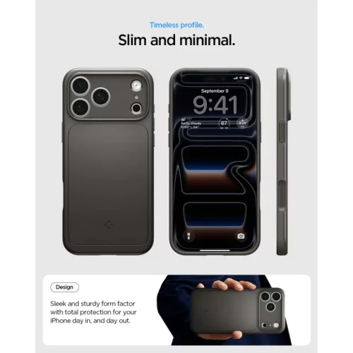 Apple iPhone 17 Pro / 18 Pro Fegyverszürke Spigen Thin Fit Mag MagSaf-8800337252729 8 kép