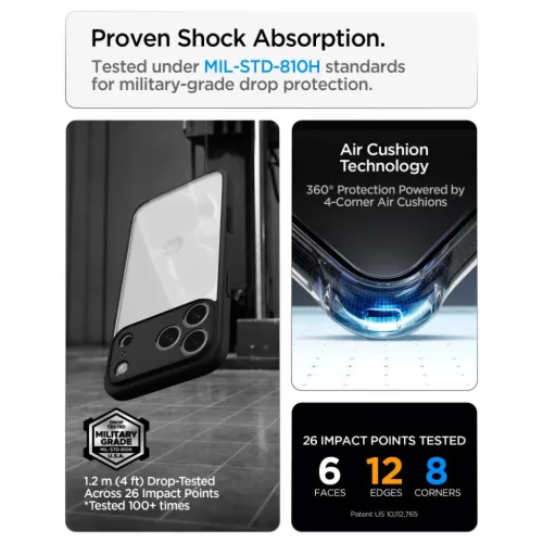 Apple iPhone 17 Pro / 18 Pro matt fekete Spigen Ultra Hybrid tok-8800337252804 9 kép