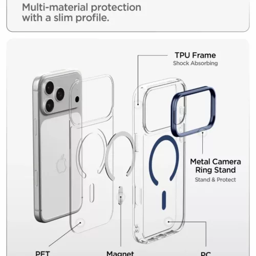 Apple iPhone 17 Pro Max / 18 Pro Max átlátszó / sötétkék Spigen -8800337250374 8 kép