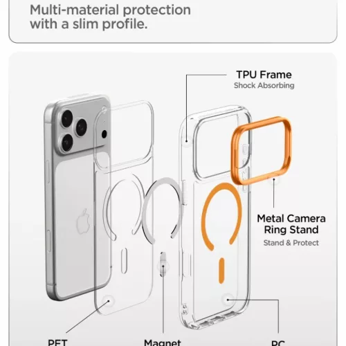 iPhone 17 Pro Max / 18 Pro Max átlátszó / narancssárga Spigen Ultr-8800337250381 8 kép