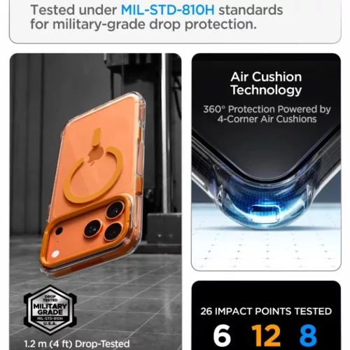 iPhone 17 Pro / 18 Pro átlátszó / narancssárga Spigen Ultra Hybrid-8800337250510 10 kép
