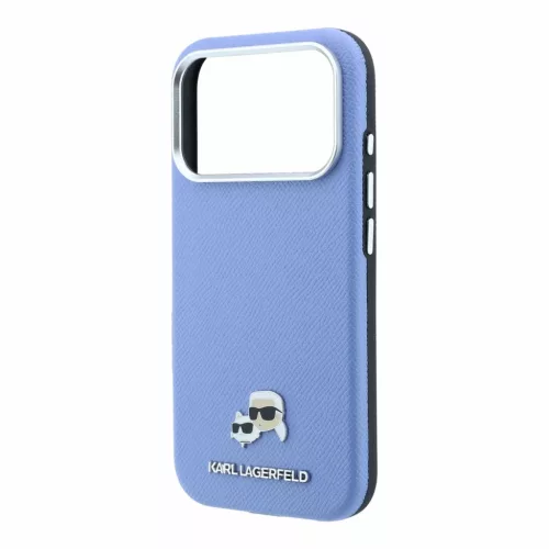  iPhone 18 Pro kék Karl Lagerfeld PU Grained Semi Wrap K&CH Heads Mag-3666339659448 5 kép