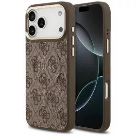    iPhone 18 Pro / iPhone 17 Pro barna Guess 4G Embossed Ring Classic Logo MagSafe tok (GUHMP18LP4MSEGW)