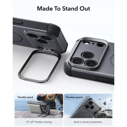  Apple iPhone 17 Pro Max / 18 Pro Max szürke ESR Cyber Tough Kickstan-4894240307953 4 kép
