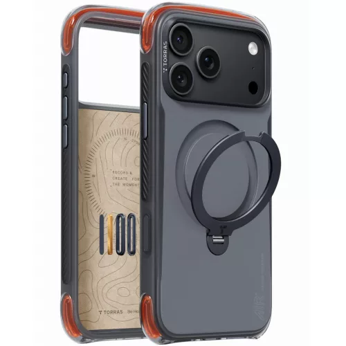 iPhone 18 Pro Obszidiánmag fekete Torras Ostand Q3 Air Pro tok-6942765591918 2 kép