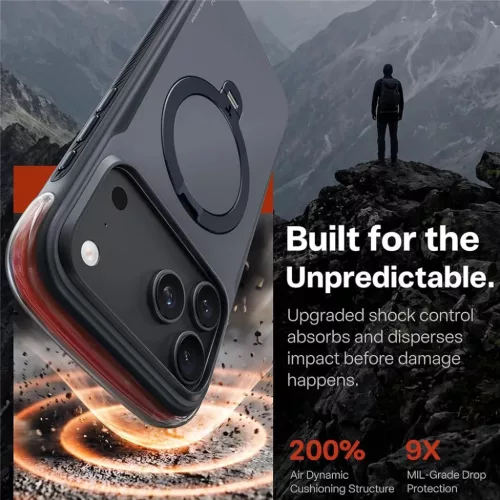 iPhone 18 Pro Obszidiánmag fekete Torras Ostand Q3 Air Pro tok-6942765591918 6 kép