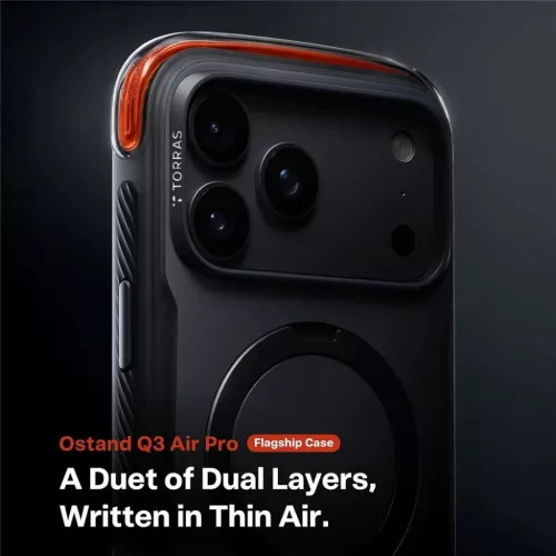 iPhone 18 Pro Obszidiánmag fekete Torras Ostand Q3 Air Pro tok-6942765591918 7 kép